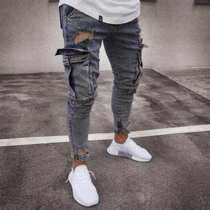 Cargo Hole Denim Jeans Men BAZONA