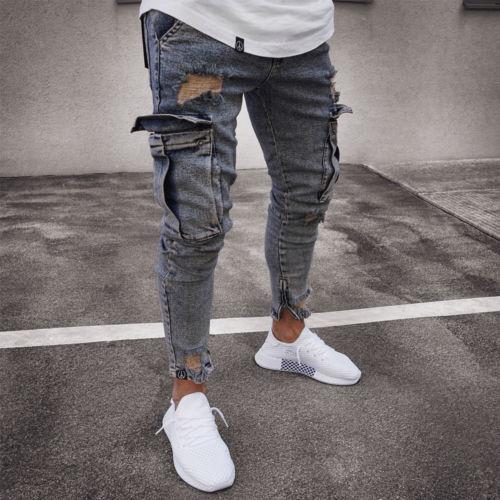 Cargo Hole Denim Jeans Men BAZONA