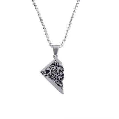 Original Poker QK Pendant Necklace Trendy Men And Women Thai Silver Niche Hip Hop Cool Sweater Chain - bazona.com