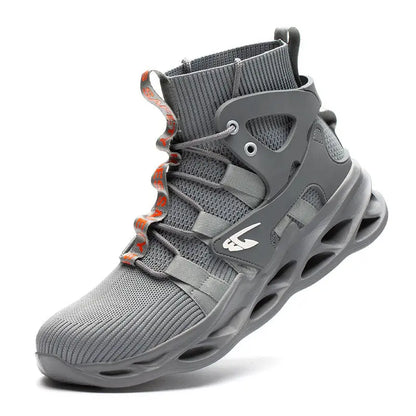 High-top Safety Shoes Construction Protective Footwear Men Steel Toe Shoes Breathable Hiking Boots Puncture Proof Work Boots - bazona.com