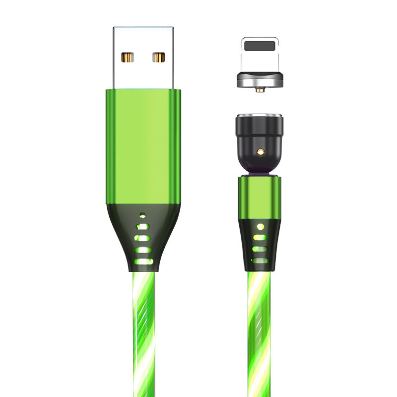 540 Rotate Luminous Magnetic Cable 3A Fast Charging Mobile Phone Charge Cable For LED Micro USB Type C For I Phone Cable BAZONA
