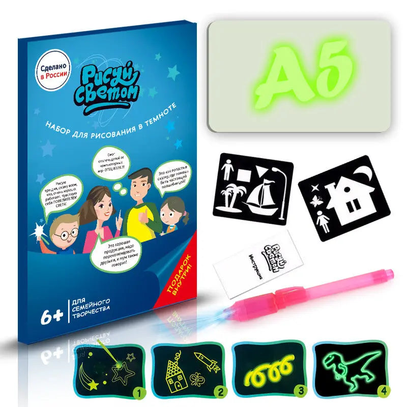 Educational Toy Drawing Pad 3D Magic 8 Light Effects Puzzle Board Sketchpad - bazona.com