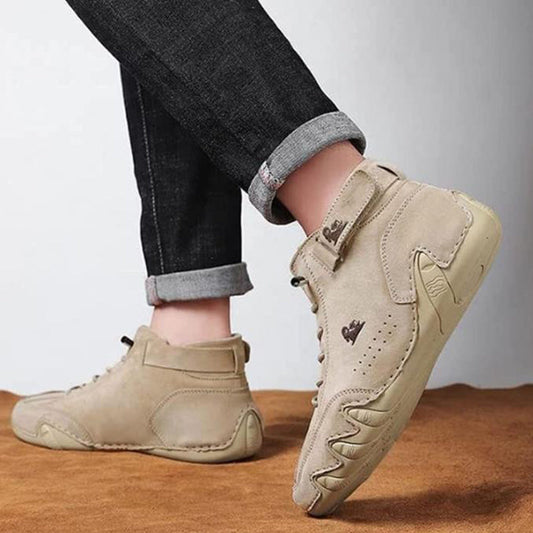 Men Ankle Boots Autumn Winter Suede Velcro Shoes Fashion Lace-up Sneakers BAZONA