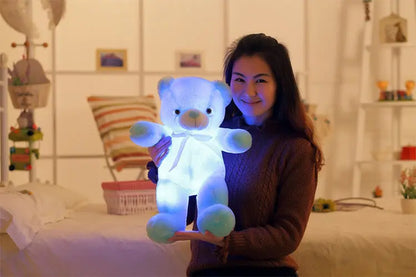 Creative Light Up LED Teddy Bear Stuffed Animals Plush Toy Colorful Glowing Christmas Gift For Kids Pillow - bazona.com
