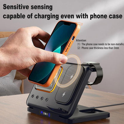 15W Wireless Chargers Stand 5 In1 LED Digital Alarm Clock Fast Charging Dock Station BAZONA