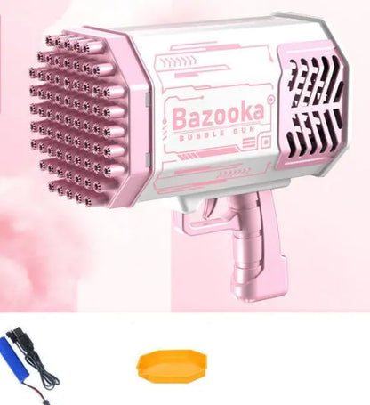 Bubble Gun Rocket 69 Holes Soap Bubbles Machine Gun Shape Automatic Blower With Light Toys For Kids Pomperos - bazona.com