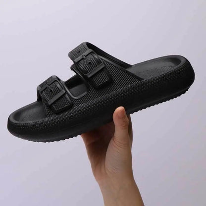 Platform Slippers Women's Summer Buckle Home Shoes Fashion Outdoor Wear Soft Bottom Sandals - bazona.com