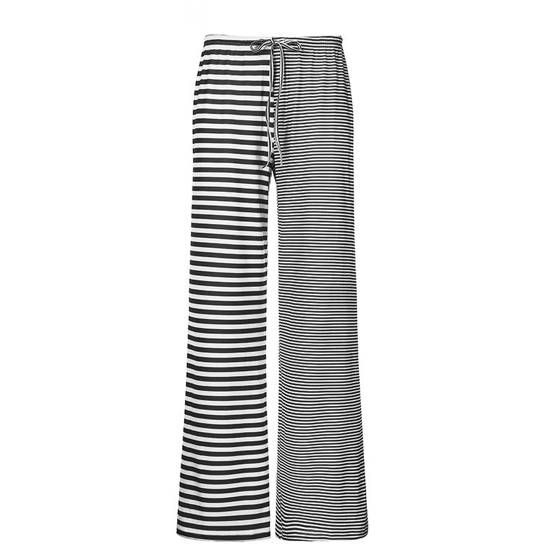 Striped Rags Stitching Wide-leg Pants Women BAZONA