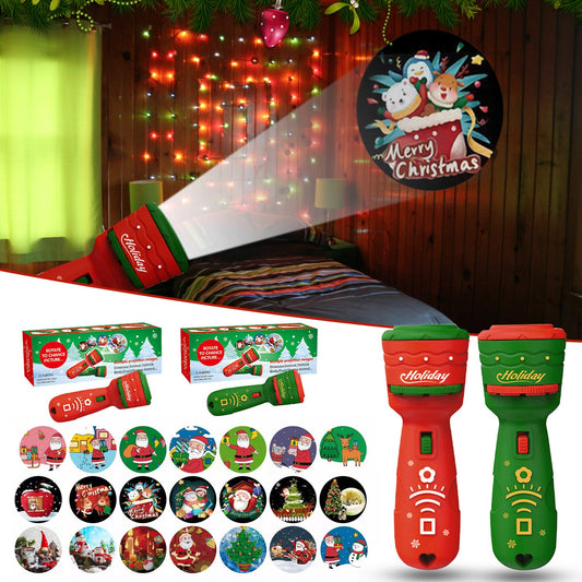 Santa Christmas Tree Flashlight Projector Torch Lamp Toy Early Education Toy For Kid Holiday Birthday Xmas Gift BAZONA