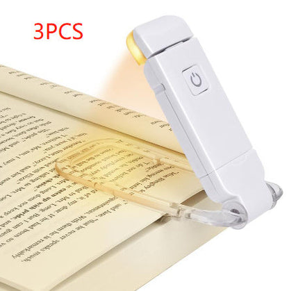 LED USB Rechargeable Book Reading Light Brightness Adjustable Eye Protection Clip Book Light Portable Bookmark Read Light BAZONA