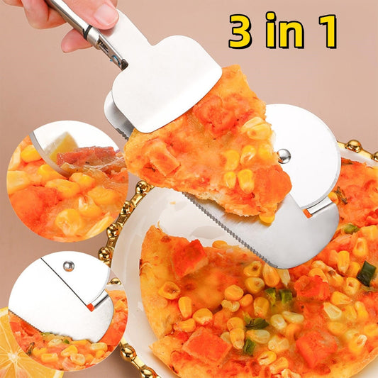3-in-1 Pizza Cutter With Hanging Holes Labor-Saving Durable Rolling Cutter For Kitchen Cooking Kitchen Gadgets BAZONA