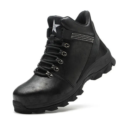 High-top Safety Shoes Construction Protective Footwear Men Steel Toe Shoes Breathable Hiking Boots Puncture Proof Work Boots - bazona.com