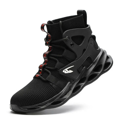 High-top Safety Shoes Construction Protective Footwear Men Steel Toe Shoes Breathable Hiking Boots Puncture Proof Work Boots - bazona.com