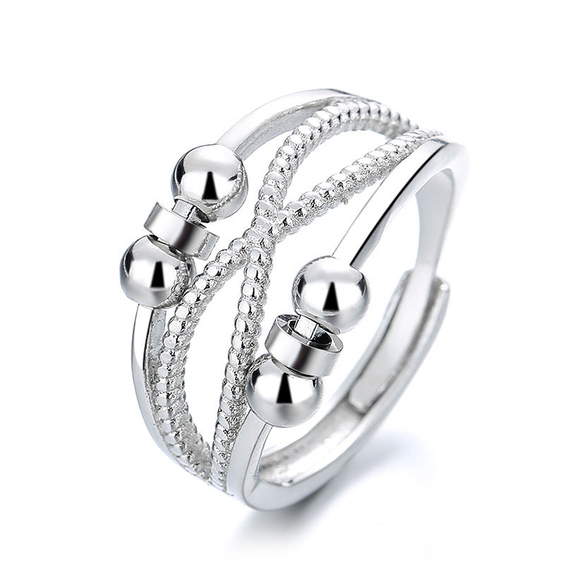 Rotatable Ring With Open Design Fashion Double-layered Hollow Line Anxiety Relief Rings For Women - bazona.com