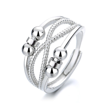 Rotatable Ring With Open Design Fashion Double-layered Hollow Line Anxiety Relief Rings For Women - bazona.com