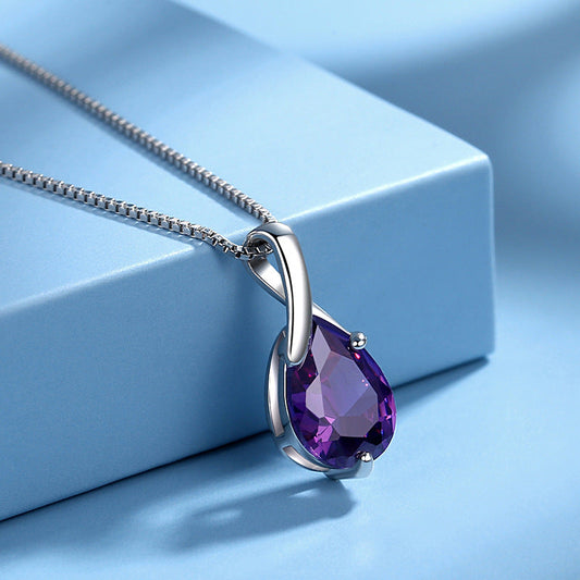 Sterling Silver S925 Pendant Vintage Amethyst Elegant Women's Jewellery BAZONA