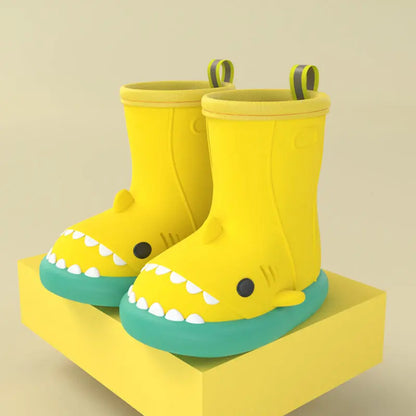 Children Boys Girls Cute Cartoon Waterproof Shoes Safety Rubber Shark Slippers Kids Rain Boots - bazona.com