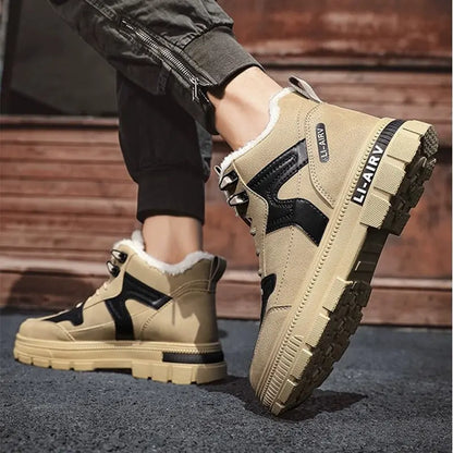 Winter Thickened Velvet Warm Ankle Boots Men Outdoor Subzero Anti-cold Anti-ski Snow Boots Outdoor Casual Walking Running Flat Shoes - bazona.com