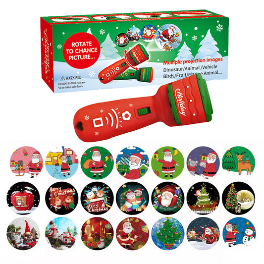 Santa Christmas Tree Flashlight Projector Torch Lamp Toy Early Education Toy For Kid Holiday Birthday Xmas Gift BAZONA