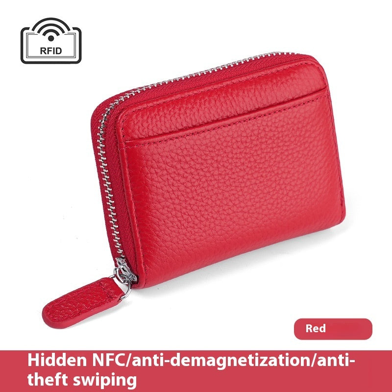 2024 RFID Genuine Leather Card Wallet Men Women Purse With Coin Pocket Zipper Credit Card Holder Small Wallets Bags BAZONA