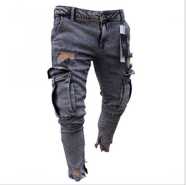 Cargo Hole Denim Jeans Men BAZONA