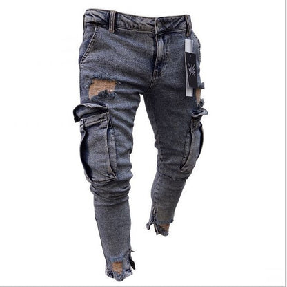 Cargo Hole Denim Jeans Men BAZONA