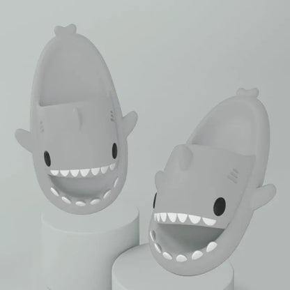 Adult's Slippers Indoor Outdoor Funny Shark Cartoon - bazona.com