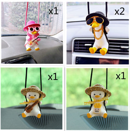 Cowboy Pistol Duck Car Mirror Pendant – Funny & Cool Anime-Inspired Car Decor BAZONA