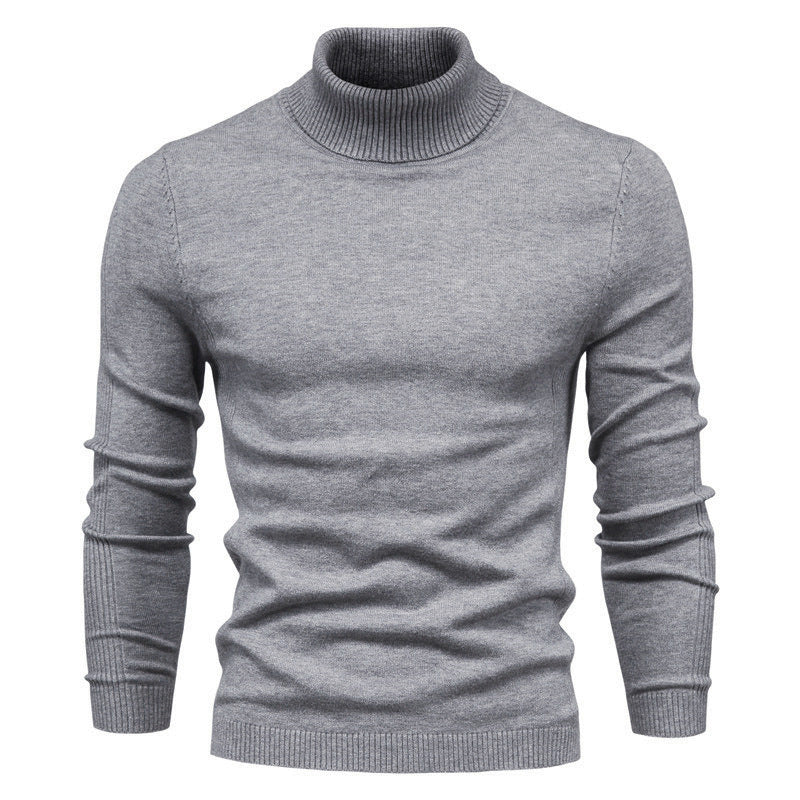 Men's Solid Color Slim Pullover Turtleneck Sweater Winter Casual Tops Clothing BAZONA