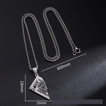 Original Poker QK Pendant Necklace Trendy Men And Women Thai Silver Niche Hip Hop Cool Sweater Chain - bazona.com
