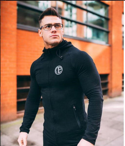 New muscle fitness bodyguard men running jogging jacket, zipper sweater BAZONA