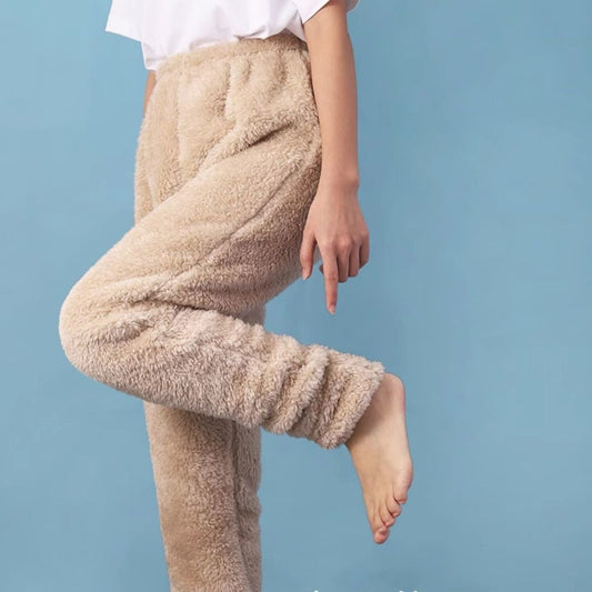 Women Coral Fleece Socks Leggings Winter Warm Sleepwear Ankles Knees Guard Women Home Pants Thick Pajamas Pant BAZONA