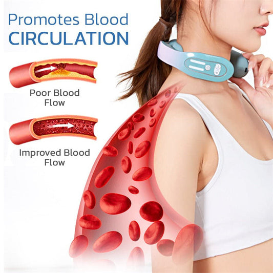 EMS Neck Acupoints Lymphvity Massager Device Intelligent Neck Massager With Heat Blue Hot Design BAZONA