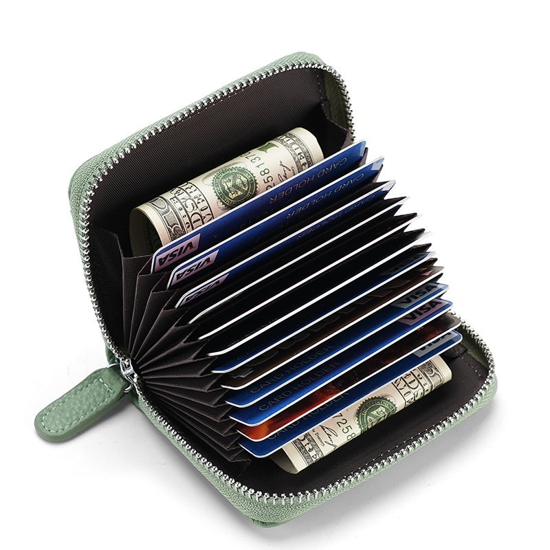 2024 RFID Genuine Leather Card Wallet Men Women Purse With Coin Pocket Zipper Credit Card Holder Small Wallets Bags BAZONA