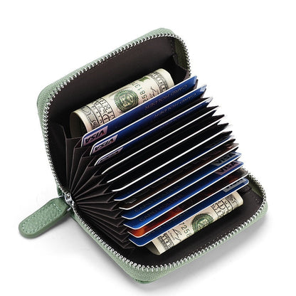 2024 RFID Genuine Leather Card Wallet Men Women Purse With Coin Pocket Zipper Credit Card Holder Small Wallets Bags BAZONA
