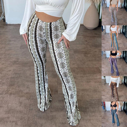 High Elastic Tight Pants Slim Sexy Print Trousers Womens Clothing BAZONA