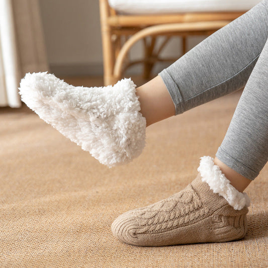 Winter Knitted Plush Floor Socks Home Warm Non-slip Carpet Socks Women BAZONA