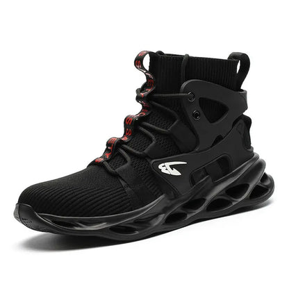 High-top Safety Shoes Construction Protective Footwear Men Steel Toe Shoes Breathable Hiking Boots Puncture Proof Work Boots - bazona.com