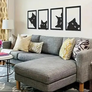 Black Cat Metal Wall Art Decoration Suit - bazona.com