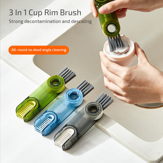 3 In 1 Tiny Bottle Cup Cover Brush Straw Cleaner Tools Multi-Functional Crevice Cleaning Brush Kitchen Tools Gadgets BAZONA