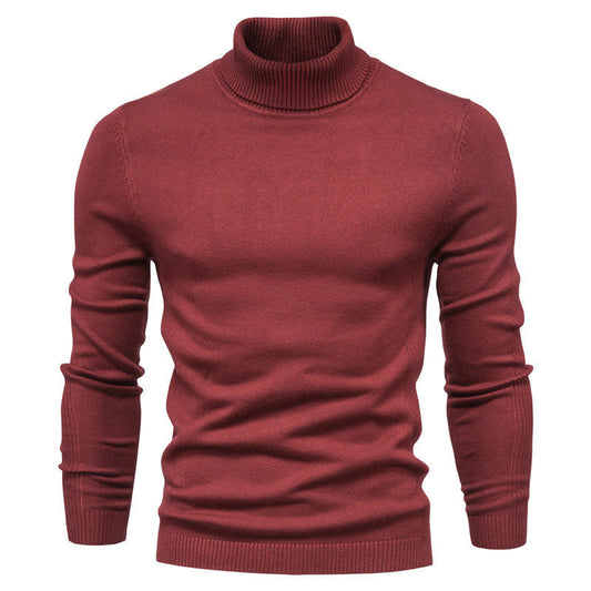 Men's Solid Color Slim Pullover Turtleneck Sweater Winter Casual Tops Clothing BAZONA