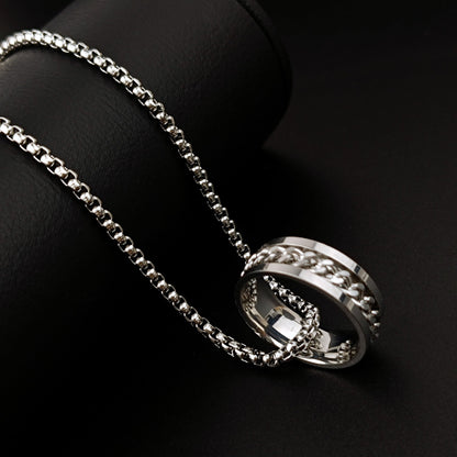 Lucky Titanium Steel Chain Ring Necklace BAZONA