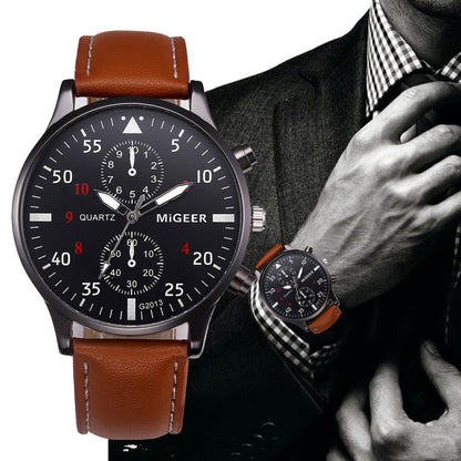 Retro Design Leather Band Watches Men Top Brand Relogio Masculino NEW Mens Sports Clock Analog Quartz Wrist Watches BAZONA