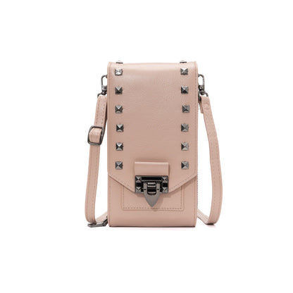 Rivet Design Shoulder Bags Mobile Phone Handbag Solid Color Crossbody Bags Women BAZONA
