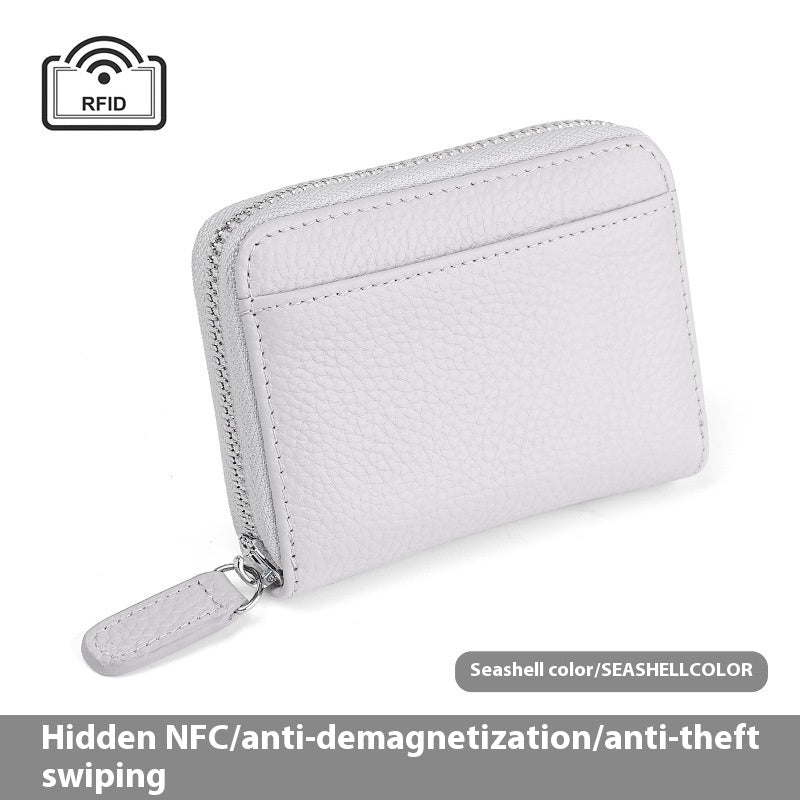 2024 RFID Genuine Leather Card Wallet Men Women Purse With Coin Pocket Zipper Credit Card Holder Small Wallets Bags BAZONA