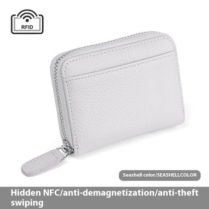 2024 RFID Genuine Leather Card Wallet Men Women Purse With Coin Pocket Zipper Credit Card Holder Small Wallets Bags BAZONA
