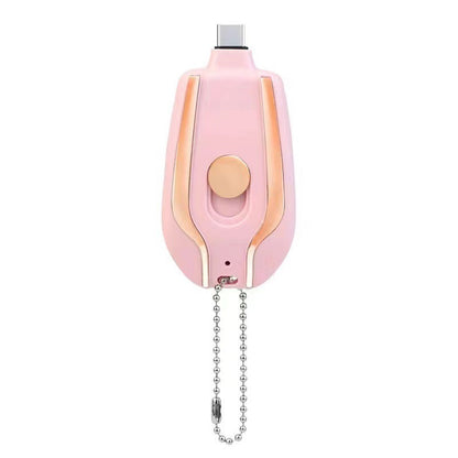1500mAh Mini Power Emergency Pod Keychain Charger With Type-C Ultra-Compact Mini Battery Pack Fast Charging Backup Power Bank BAZONA