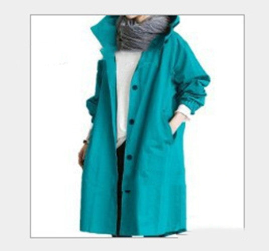 Women Windbreaker Jacket Casual Loose Button Pockets Hooded Quick Dry Windproof Waterproof Clothes For Outdoor Hiking Camping BAZONA