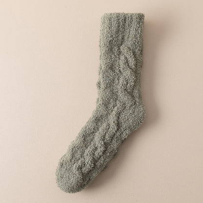Winter Warm Fuzzy Coral Fleece Socks Women Men Velvet Thickened Home Sleepping Floor Socks BAZONA