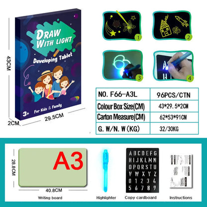 Educational Toy Drawing Pad 3D Magic 8 Light Effects Puzzle Board Sketchpad - bazona.com